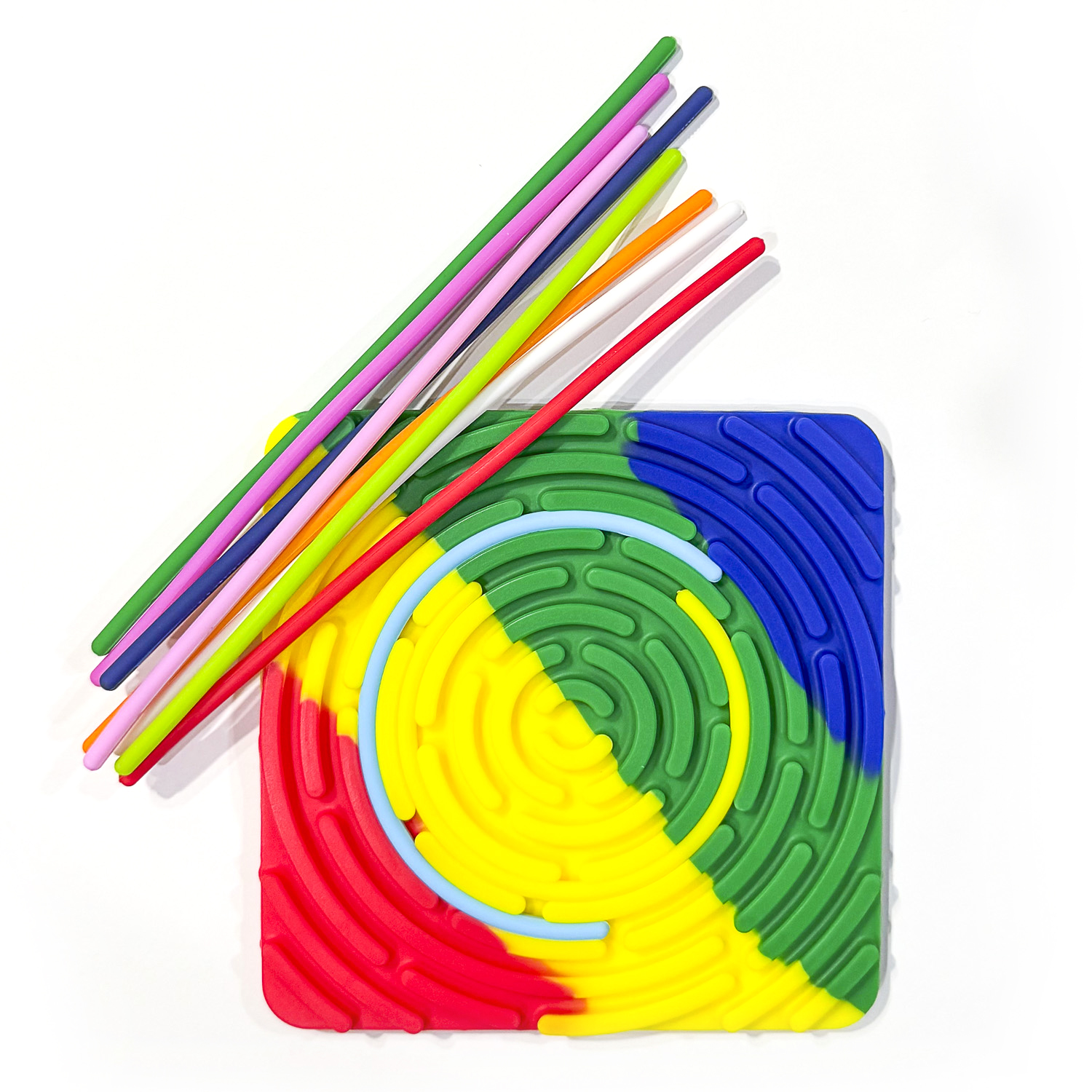 Square Silly Tubes, Rainbow - Sensory Toy